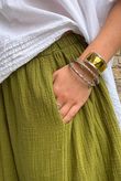Annie Cushion Cotton Barrel Culotte Pant Olive
